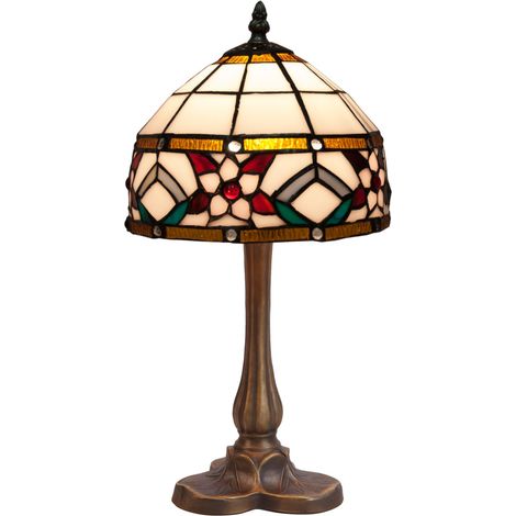 Lampe de table Tiffany base trèfle série Museum D-20cm