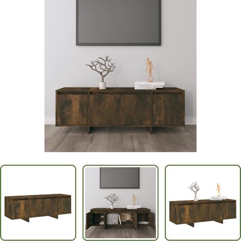 Buffet - Meuble TV chêne fumé 120x30x40,5 cm bois d'ingénierie (1/5)