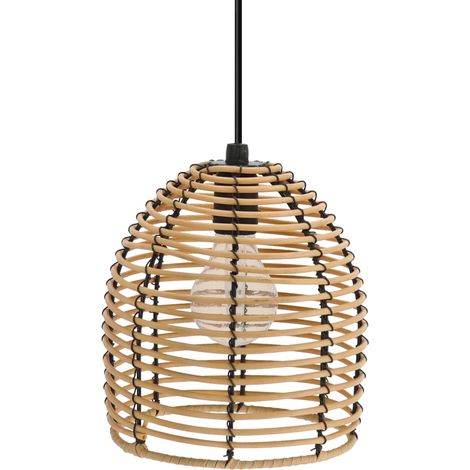 LED Hängeleuchte in Rattan Optik für Außen und Innen - 18 x 16 cm - Garten Deko Beleuchtung warm weiß mit Timer - Outdoor Pendelleuchte Deckenleuchte Lampe Batterie betrieben zum Hängen