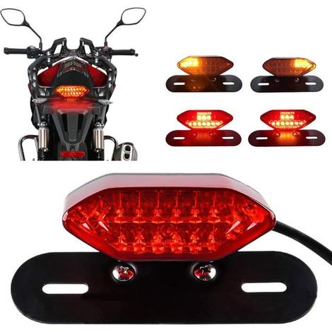 Ecleanfy - 20 LED Feu arrière de Moto Intégré Moto Feu de Frein à LED&Clignotant Moto LED Feux de Conduite à LED Moto Avec-Rouge Lentille (1/5)