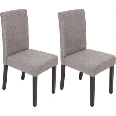 Juego de 2 sillas de comedor en tela gris con patas oscuras CDS04028 (1/4)
