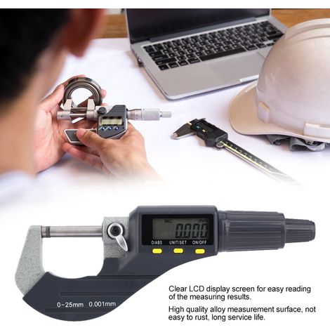 Micromètre électronique numérique 0,001 mm, micromètre d'extérieur, pied à coulisse 0-25 mm (1/3)