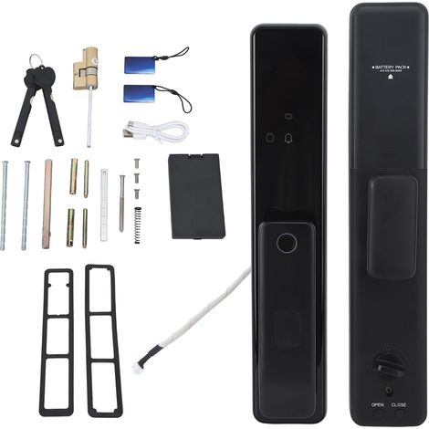 Verrou électronique sans clé pour porte d'entrée, empreinte digitale ABS, mot de passe, carte IC, clé mécanique, déverrouillage par téléphone, serrure connectée domestique (1/5)