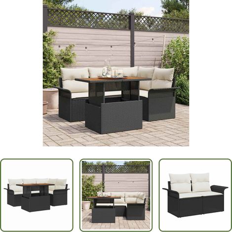 vidaXL Jardin - Ensemble de canapé de jardin 5 pcs Noir Poly rotin (1/5)