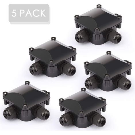 5 boîtes de dérivation étanches IP68 - Boîte de distribution extérieure étanche, Connecteurs de câbles, Câble de terre - 3 broches - Boîte de distribution extérieure de jardin (1/5)