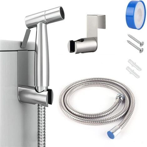 Pulvérisateur de Toilette,Kit Douchette Wc Acier Inoxydable, Pression D'eau Réglable Douchette de Toilette, Douchette BIdet pour les Soins Personnels/Nettoyage des Toilettes (1/5)