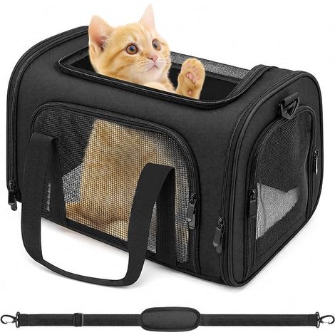 Portable Foldable Dog Cat Carrier Bag with Shoulder Strap (1/5)