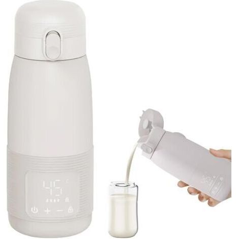 Chauffe-biberon Portable, 500ml Chauffe-biberon Bébé en Déplacement Contrôle Précis de la Température 37 à 55 Degrés Réglable pour le Voyage Alimentation de Nuit (1/5)