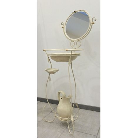 Toilette da Camera Portacatino in Ferro Colori Ferro: Avorio anticato