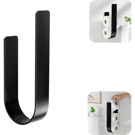 Étagère murale pour papier toilette 30 x 11,4 cm - support sans perçage, noire (1/5)