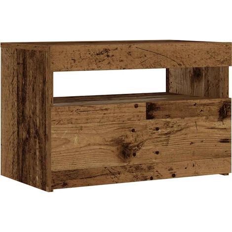 Maison Exclusive - Nachttisch mit LED-Leuchten Altholz-Optik 60x3