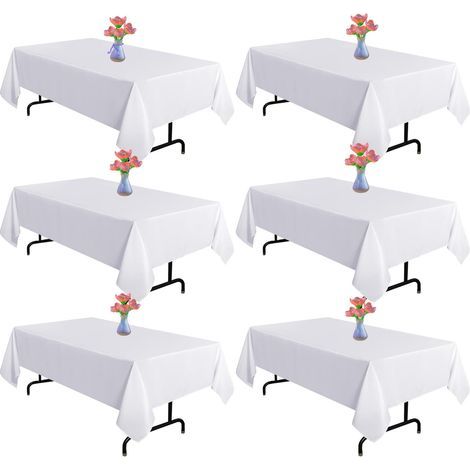 Nappe en Polyester, Résistante aux Plis, Lavable, pour Mariage, Table à Manger, Buffet, Fête et Camping. (Blanc 137183cm 6 Pack) (1/4)