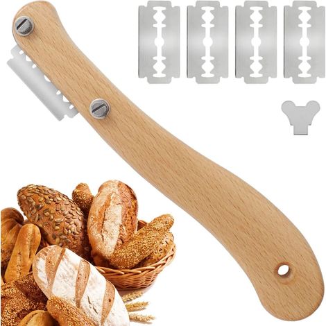 Ensemble de 5 trancheuses à pain en acier inoxydable avec poignées en bois (1 pièce), pour une utilisation domestique, la pâtisserie et l'organisation de la cuisine.-AquaForge (1/4)