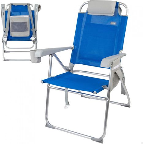 Silla de playa mochila plegable con cojín y bolsa térmica 61X66X99cm (1/2)