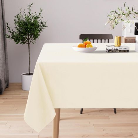 Nappe lavable avec effet lotus, rectangulaire 140x240 cm, hydrofuge, facile d'entretien, beige