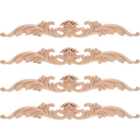 appliques décoratives en bois sculpté de qualité supérieure pour portes, armoires et meubles.-20X2.5X0.8CM (1/4)