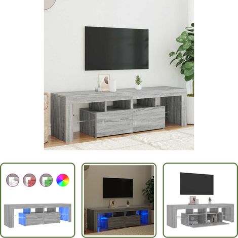 LED-Leuchten - TV-Schrank mit LED-Leuchten Grau Sonoma 140x36,5x40 cm (1/5)
