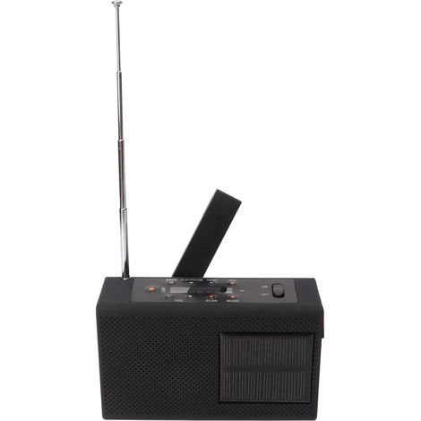 Radio d'urgence à manivelle avec Bluetooth, FM, prise casque USB, lampe torche solaire portable pour camping-car (1/5)