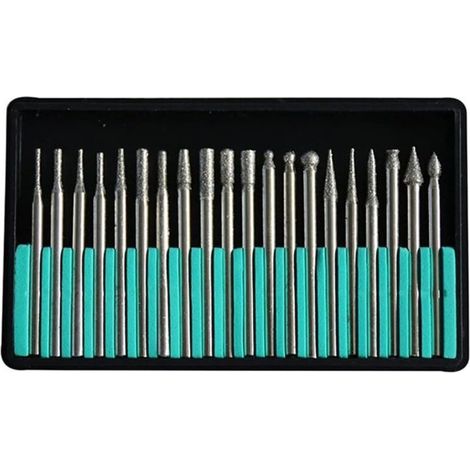 20-teiliges Set Hartmetall-Fräsköpfe mit Diamantspitze, geschliffen, für Gravur, Skulptur, Schleifen, Rotationswerkzeuge, Bohrer und Holzbearbeitung. (1/4)