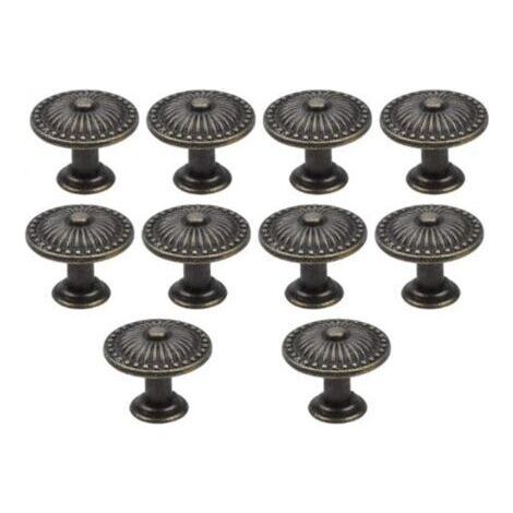 royaluxe-Lot de 10 poignées de porte de tiroir en bronze vintage, bouton de meuble 25 mm, boutons de tiroir ronds, boutons de porte en laiton, poignées de meubles pour armoire, cuisine, chambre d'enfa