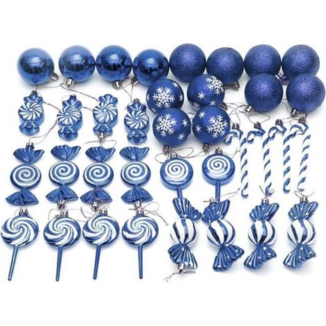 Boule De Noël - 36 Pièces - Sphère Décorative Sapin - Bleu Foncé - Plastique - Pour Décoration Intérieure Fêtes (1/5)