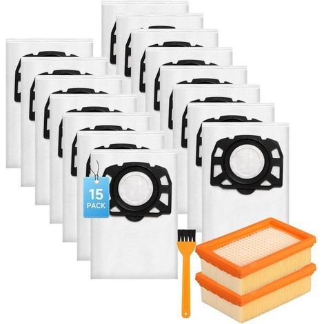 Kit 15 Sacs + 2 Filtres pour Aspirateur Karcher WD4 WD5 WD6 MV4 MV5 MV6 SAC ASPIRATEUR (1/5)