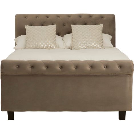 Interiors By Premier Elegant Brushed Velvet Double Bed, Minimalist Double Bed For Bedroom, Velvet Upholstered Stud Detail Bed (1/5)