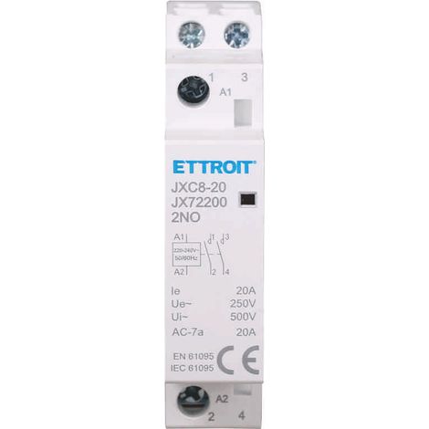 Contacteur modulaire ETTROIT DIN 2P 220 V 20 A 2 contacts NO 2NO - JX72200