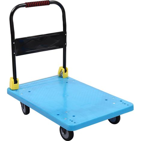 Carro de Transporte con Plataforma Plegable, Capacidad de 400 kg, Carro para Equipaje con 4 Ruedas, Carro portátil Plegable para Equipaje, Personal, Viajes, mudanzas y Oficina (400 kg, Azul)