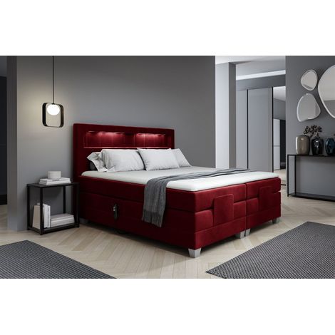 Boxspringbett Elektrisch Bett DAVIDE 180x200cm in Stoff Fresh Rot (1/2)