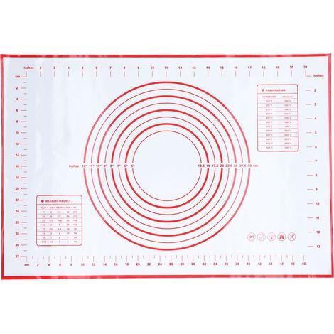 Planche à pâtisserie anti-dérapante en silicone rouge - Tapis de pétrissage pour cuisson et découpe (1/5)