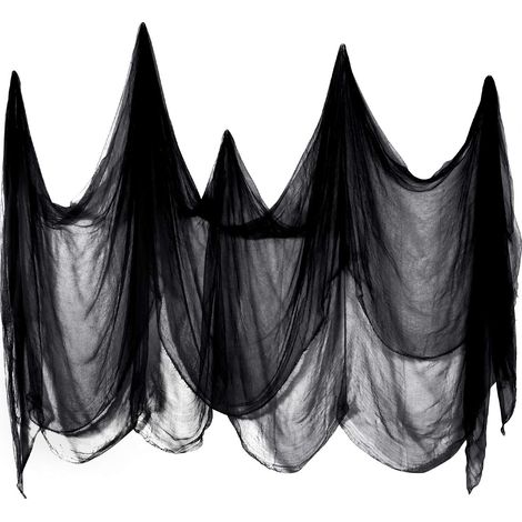 Rideau décoratif d'Halloween, décoration en gaze effrayante, idéal pour les fêtes d'Halloween (noir, 85 x 197 pouces) (1/5)