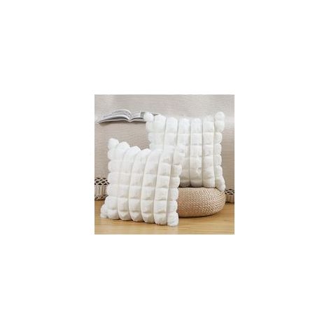Lot de 2 Housses de Coussin en Fausses Fourrures Pelucheuses, Douces et Moelleuses 45x45cm, Décoration pour Canapé et Chambre
