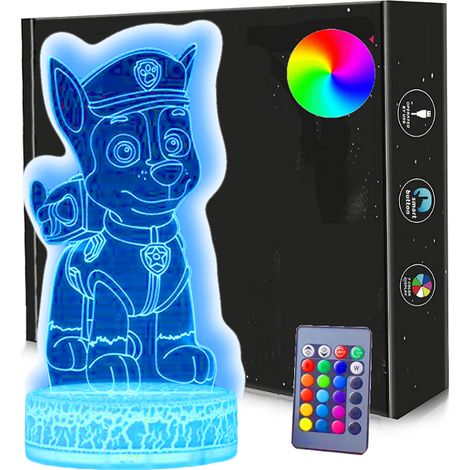 Lámpara nocturna LED 3D con sistema de seguimiento PSI, USB/pilas + control remoto RGB (1/5)