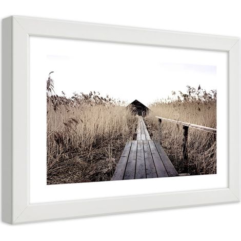 Quadro con cornice, Vecchio ponte in un canneto alto - 30x20 (1/5)
