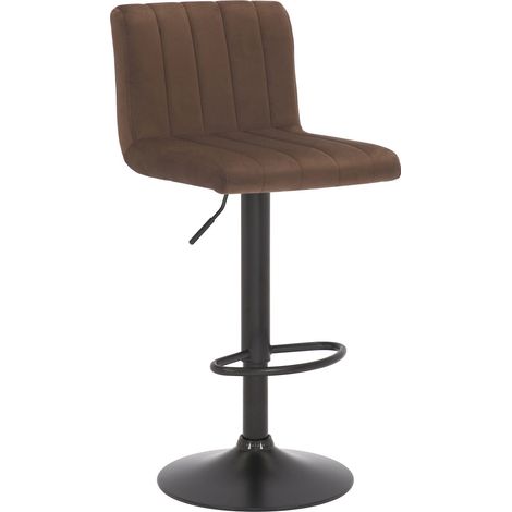 Taburete de bar x1 giratorio regulable en altura asiento pespunteado en terciopelo marrón y metal negro 100005001 (1/5)