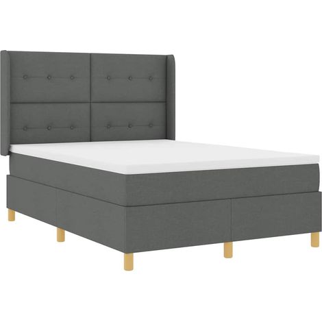 Maison Exclusive - Lit à ressorts avec bandes LED Gris 140 x 190 cm tissu (1/5)