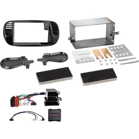 Kit 2-DIN compatible avec Fiat 500 10/2007-07/2015 SWC noir mat