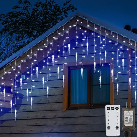 Guirlande lumineuse d'extérieur, 9 m, 300 lumières, glaçons, blanc chaud, pour décorations de Noël, mariage, jardin, maison, fenêtre et terrasse [Efficacité énergétique classe G] (1/5)