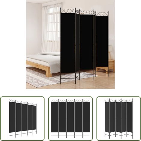 Raumteiler -  5-tlg. Paravent Schwarz 200x200 cm Stoff (1/5)