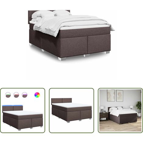 vidaXL Surmatelas - Sommier à lattes de lit avec matelas Marron foncé 140x190 cm (1/5)
