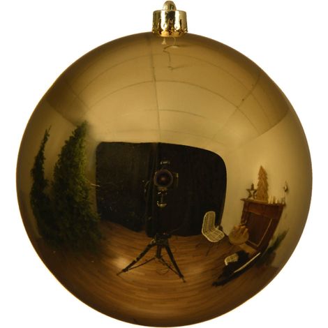Bruchfeste Outdoor L Weihnachtskugel Goldfarben Ø 14 cm aus Kunststoff (1/3)
