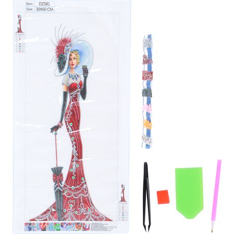 Kit de broderie diamant DIY DZ581 : peinture cristal motif dame élégante, décoration murale (1/5)