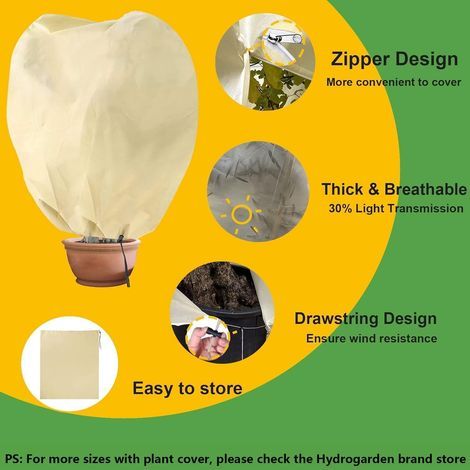 Hydrogarden Housse hivernage pour Plantes, Housse d'hivernage Non tissée 80 g/m² Protection Contre Le Gel des Plantes en Pots et rosiers (80x100cm) - 4 pièces (1/4)