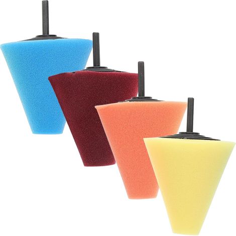 Kit de Polissage 4 Pièces Tampons Mousse Coniques pour Moyeux de Voiture en Métal, Haute Efficacité, Usage Polyvalent pour Entretien Automobile (1/5)