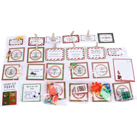 Kit d'Elfe de Noël 2023 - Activités Amusantes, Accessoires et Cadeau de Compte à Rebours pour Décorations de Fête (24 Jours) (1/5)