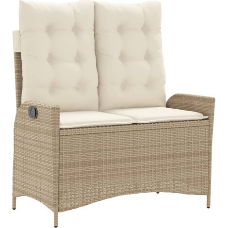 Maison Exclusive - Panca Reclinabile da Giardino con Cuscini Beige in Polyrattan