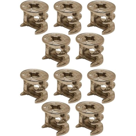 10x Exzenter-Gehäusemutter-Befestigungsteil-Verbinder-Klemmdichtung für Möbelverbindungen, Schubladen- und Schrankreparatur, vernickelt, ohne Rand, 12x12 mm (1/5)
