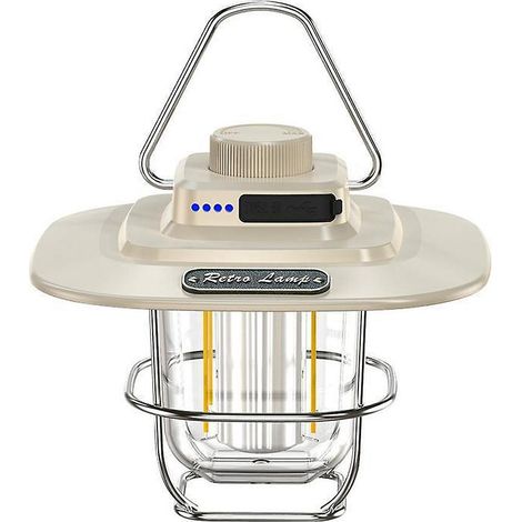 Retro-LED-Campinglampe, wiederaufladbare Baustellenlaterne, wasserdichte Zeltleuchte, mehrstufige tragbare Powerbank
