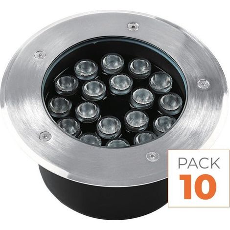 Pack de 10 - Spot Extérieur Encastrable 18W IP67 220V Sol 30° Ø180 mm - Blanc Neutre 4000K - 5500K - SILAMP (1/2)